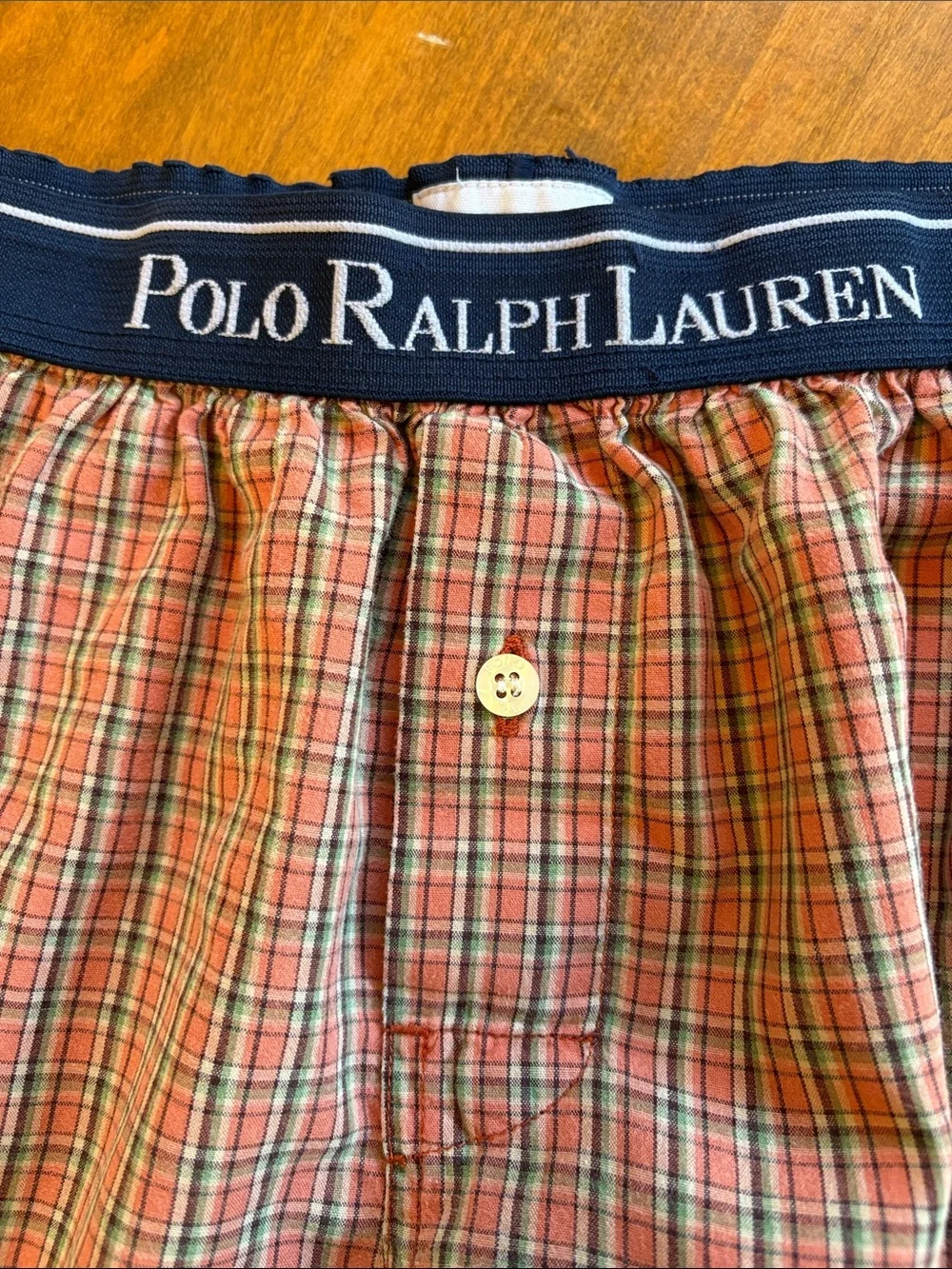 Polo by Ralph Lauren Muted Red and Blue Plaid Boxer Shorts, S